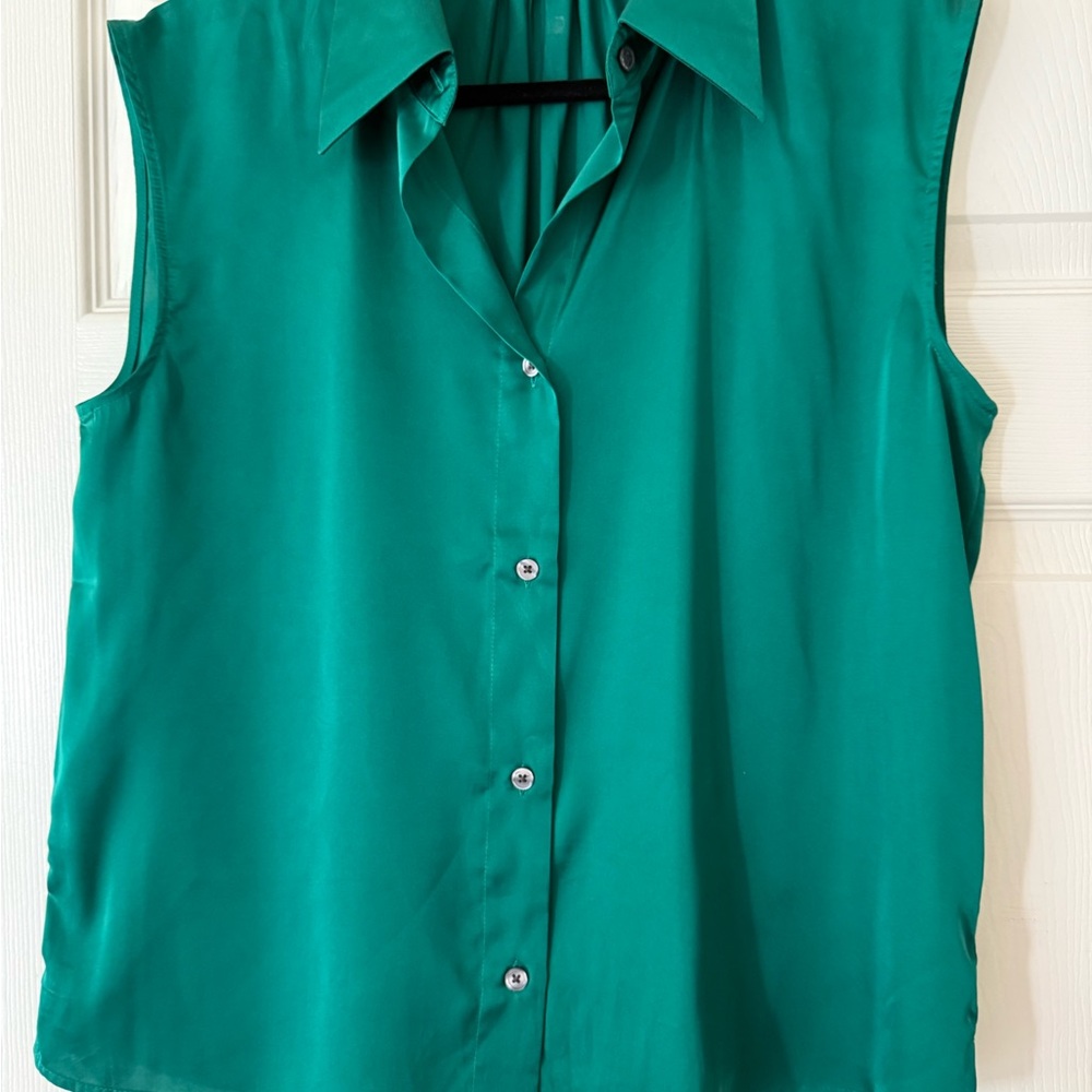 Banana Republic Blue Boxy Button Down Shirt with Notched Collar